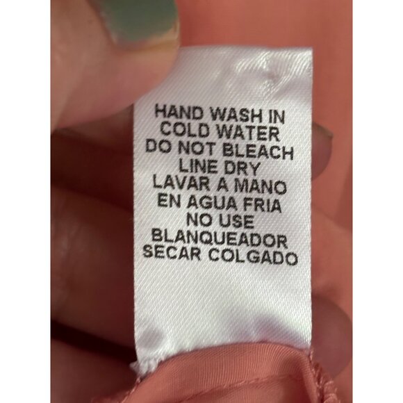 Anthropologie Peach Button-Up Blouse With Ruffle Trim & 3/4 Sleeves Lightweight - Picture 9 of 13